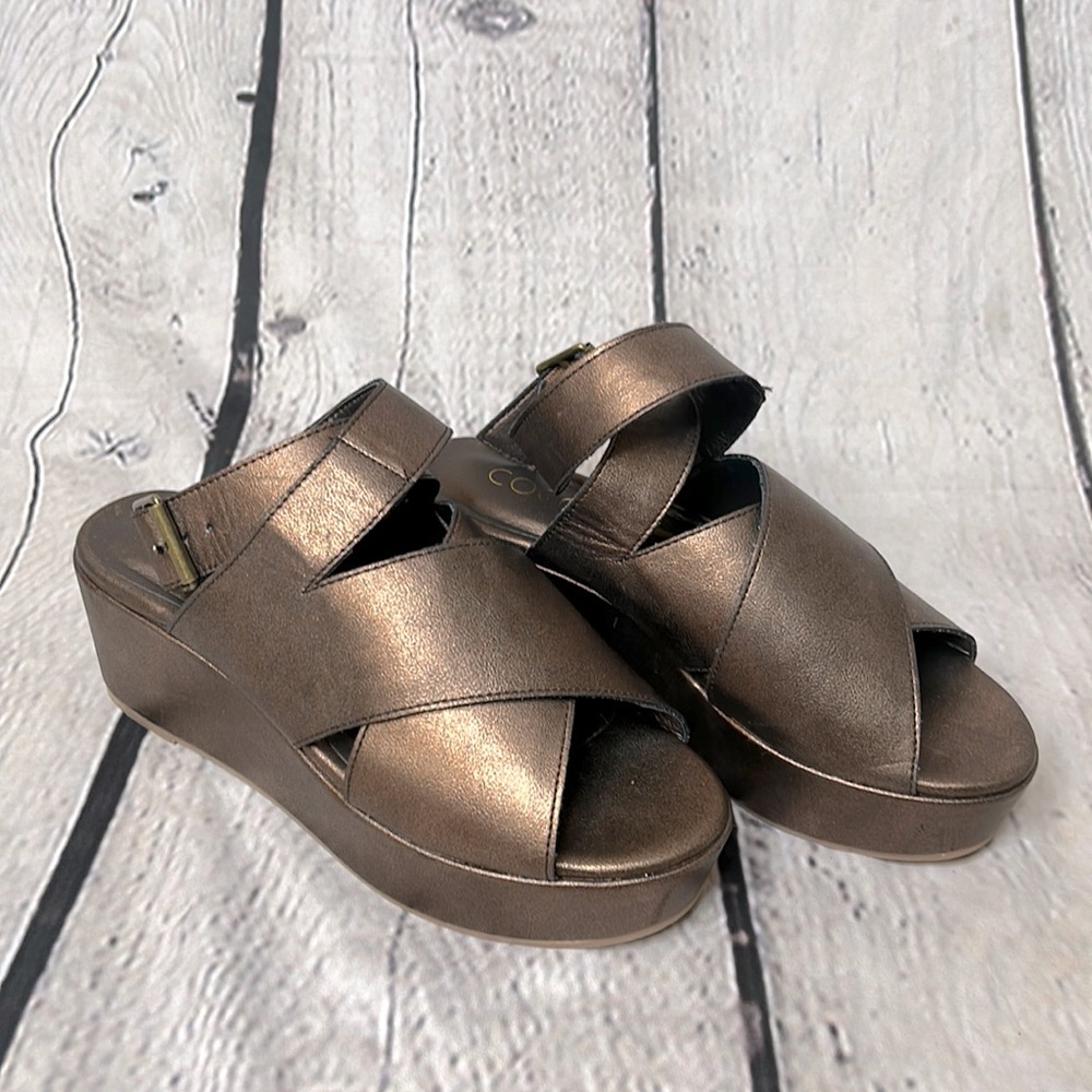 Coconuts by Matisse Metallic Bronze Brown Criss Cross Platform Sandal Size 6